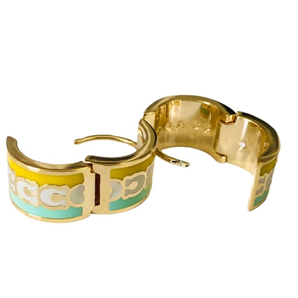 NEW Coach Buttercup Huggies Earrings on Card w/Dust Bag Rtl $115 - Picture 3 of 7